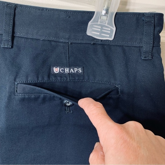 CHAPS Navy Blue Classic Bermuda Shorts Cotton Flat Front 9" Inseam Cotton Sz 36 - Picture 5 of 9